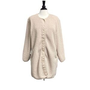 Every Beige Teddy Sherpa Long Lined Jacket Size Medium